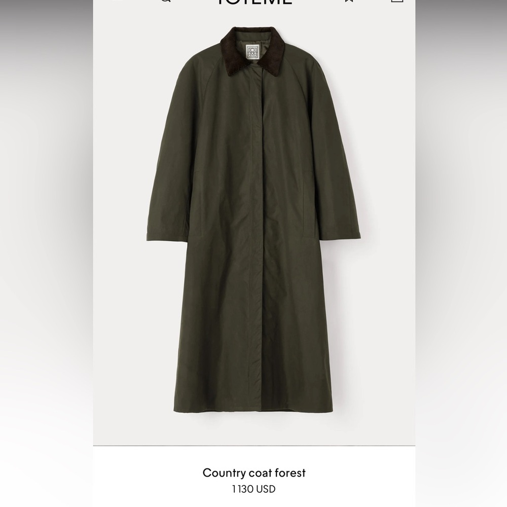 Toteme Country coat forest size 40